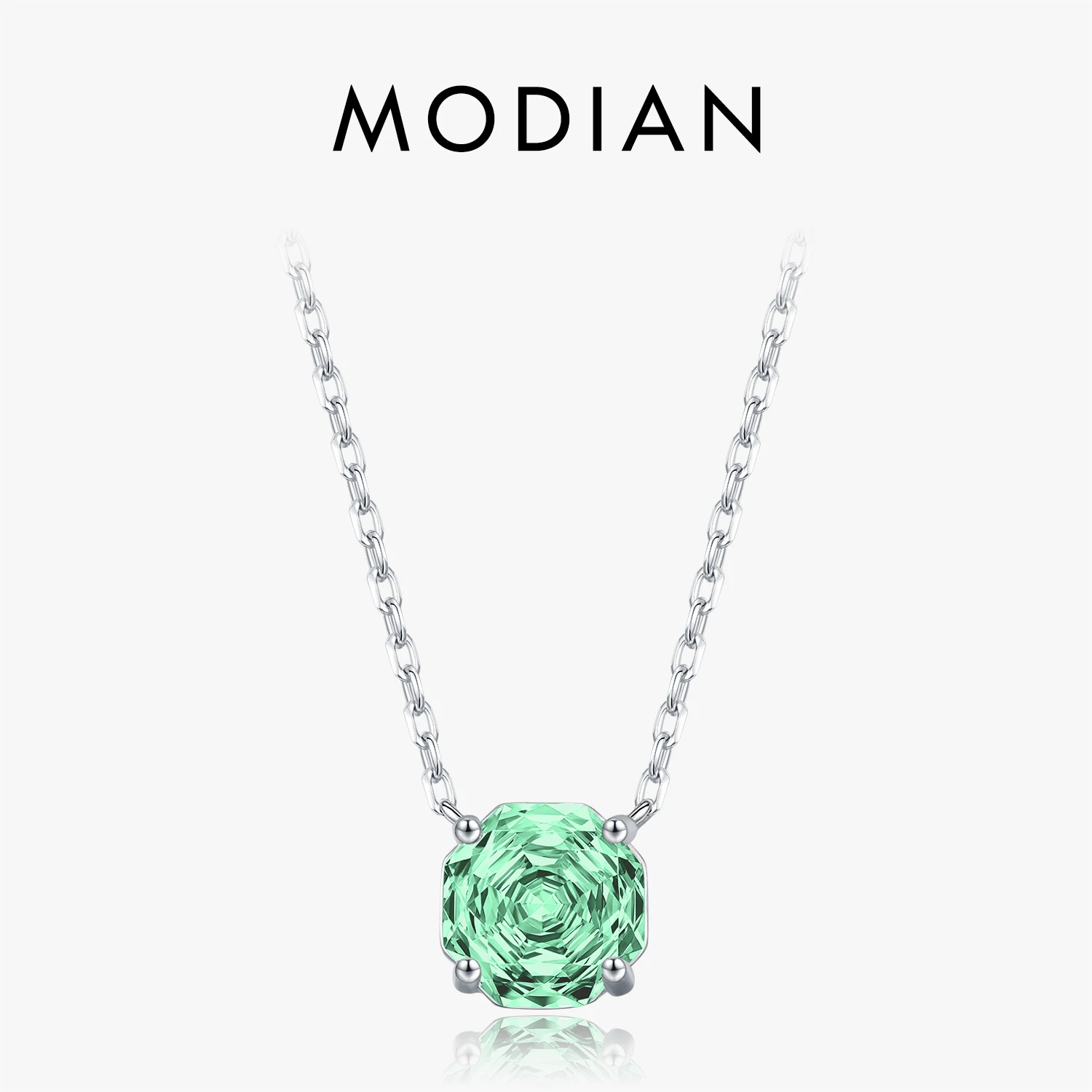

MODIAN 925 Sterling Silver Original Design Rose Cut Paraiba Color CZ Pendant Necklace For Women Party Fine Jewelry