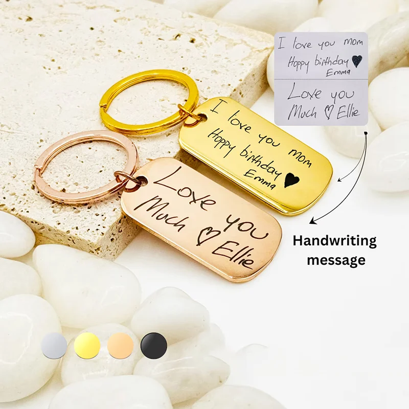 

Персонализированный брелок-подвеска с лазерной гравировкой рукописного текста, из нержавеющей стали, с изображением подписи или фото, ювелирные подарки
