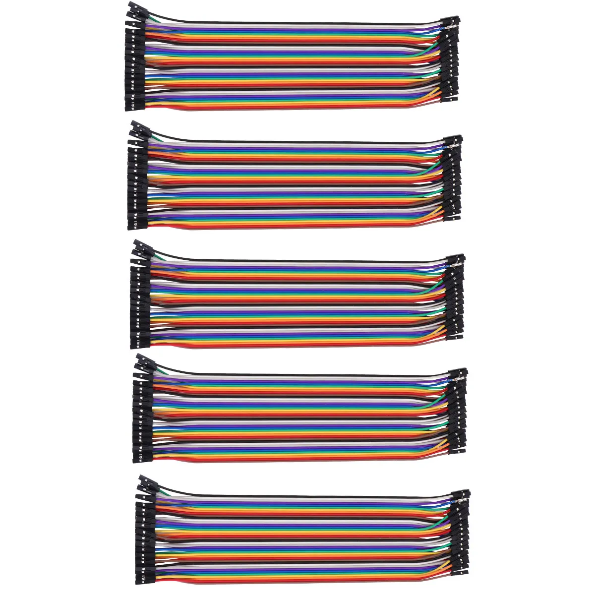 

5 шт. 40-контактных радужных кабелей «мама-мама», гибкие ленточные соединительные провода для макетных плат и электронных экспериментов