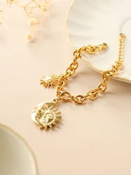 2025 new stainless steel sun and moon pendant bracelet exquisite and elegant banquet wedding suitable for women's jewelry gifts