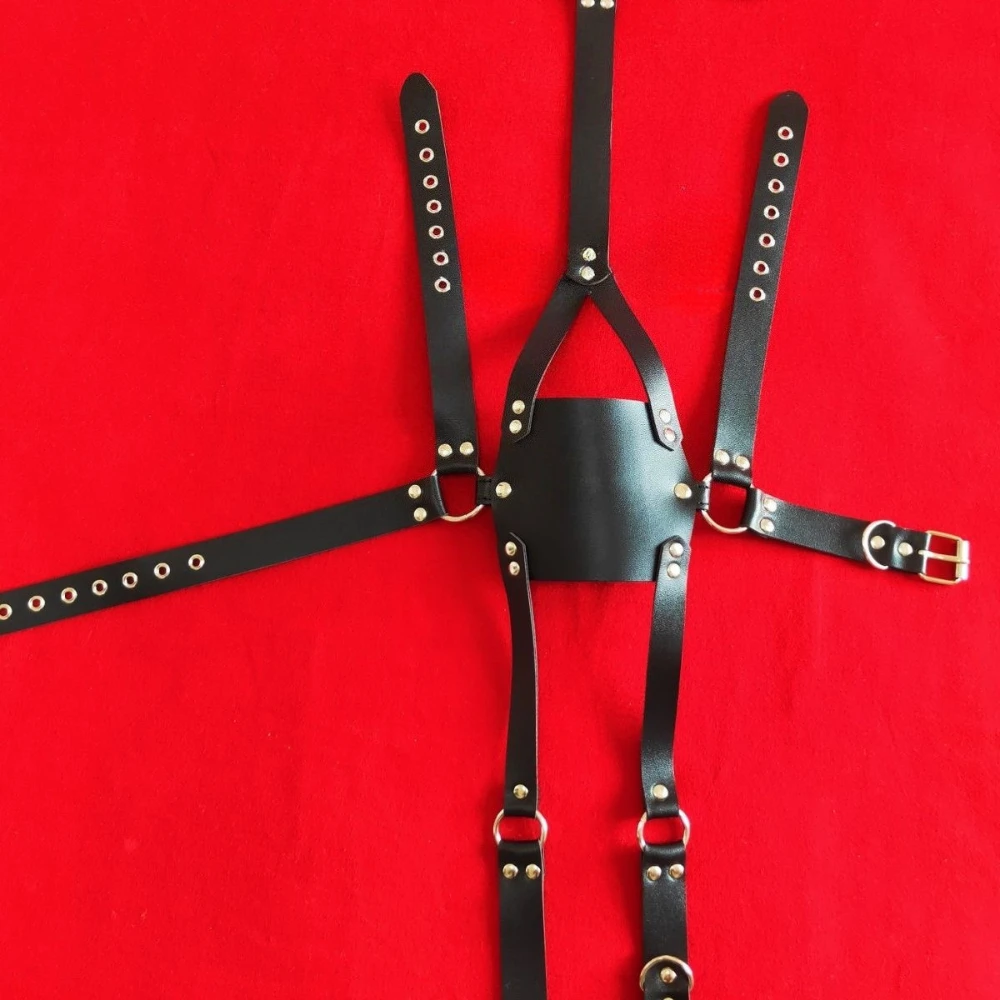 Reinforced Leather Harness Gag Ball Anti Falling Mouth Hood SM Bondage Self Bondage Adult Sex Toys For Adult Games