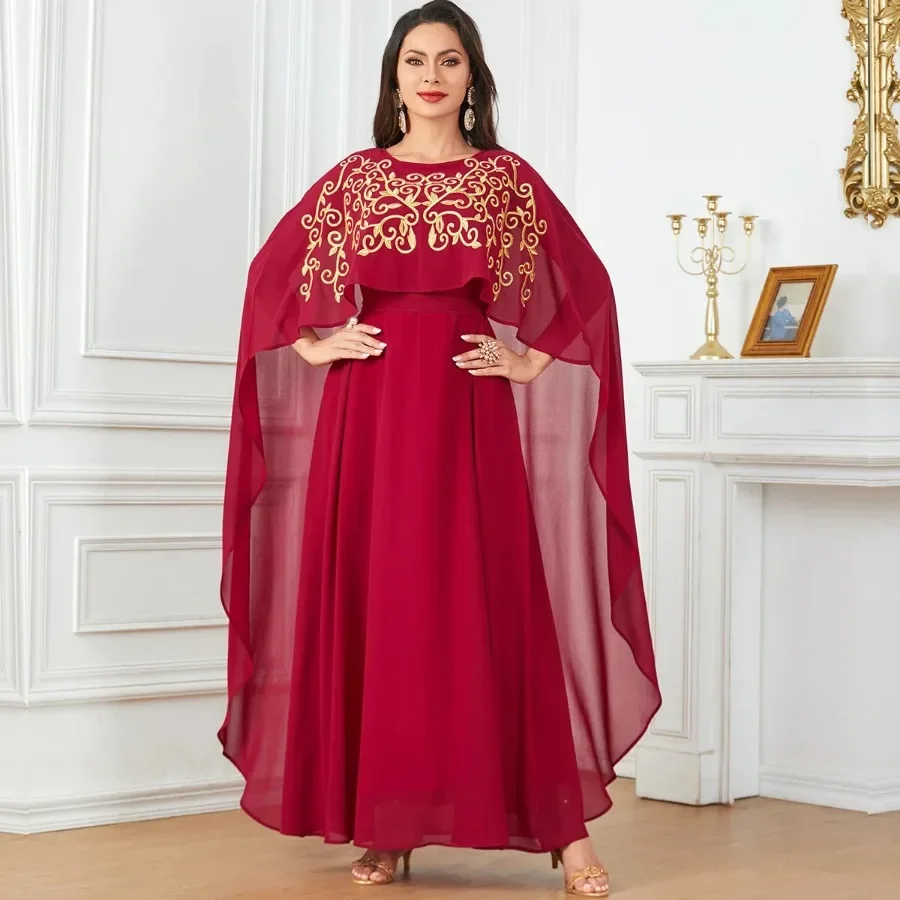 Abayas-Vestido largo bordado sin mangas para mujer, caftán musulmán elegante, Abaya de Dubai, otoño