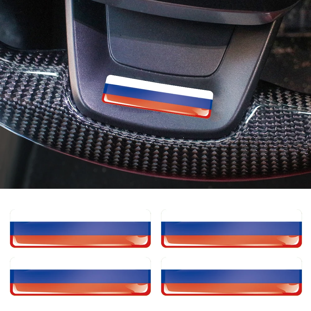 Russia Flag 3D Epoxy Resin Decorate Car Sticker Car Window Buttons Steering Wheel Center Console Panel Motorcycle Fuel Tank