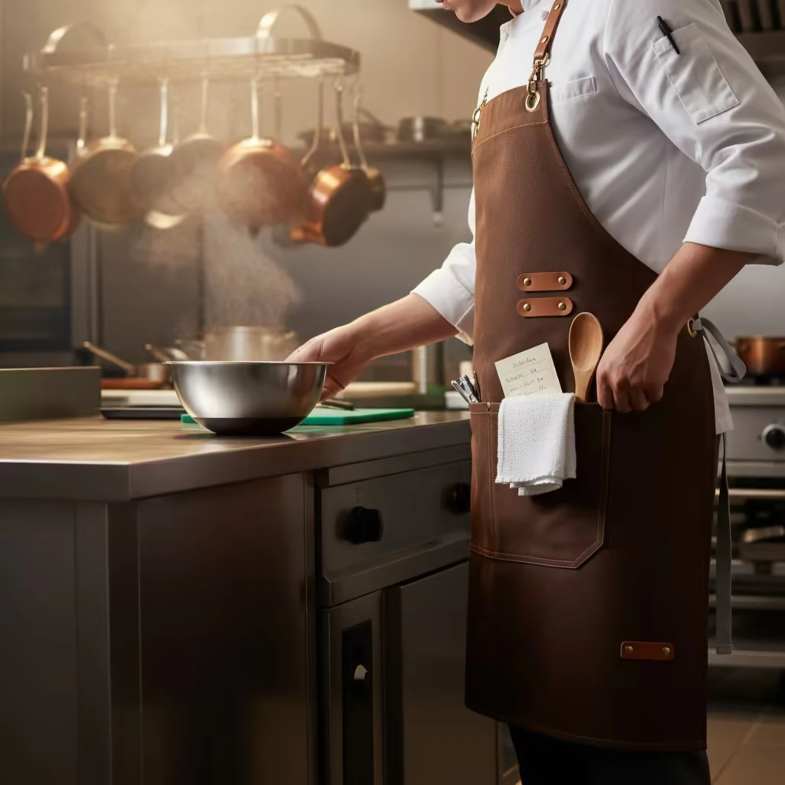 X-Back Apron Long Work Apron Workwear Adjustable Easy to Clean for Kitchen, Service