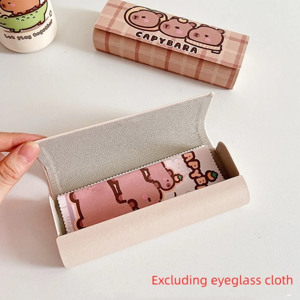 1pc Simple Leather Eyewear Case Optical Retro Myopia Glasses Sunglasses Storage Box Fashion for Men and Women