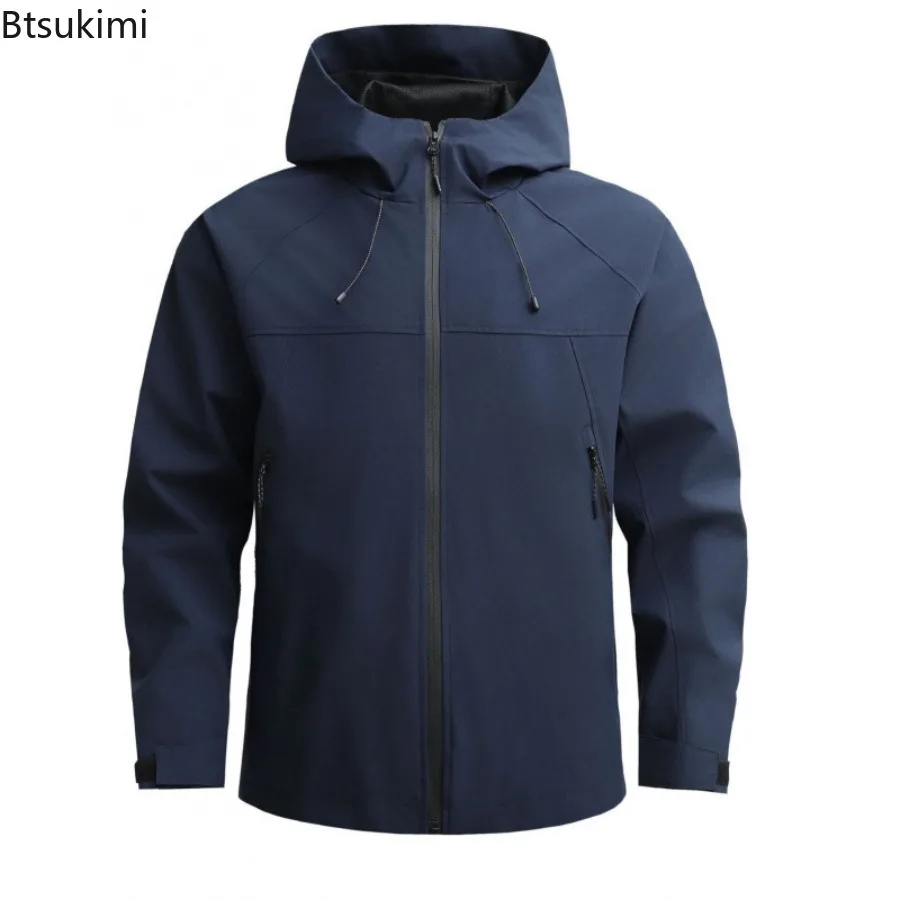 

2025 New Men's Windbreaker Jackets Outdoor Mountaineering Suit Solid Casual Waterproof Hooded Coats Spring Autumn Couple Clothes