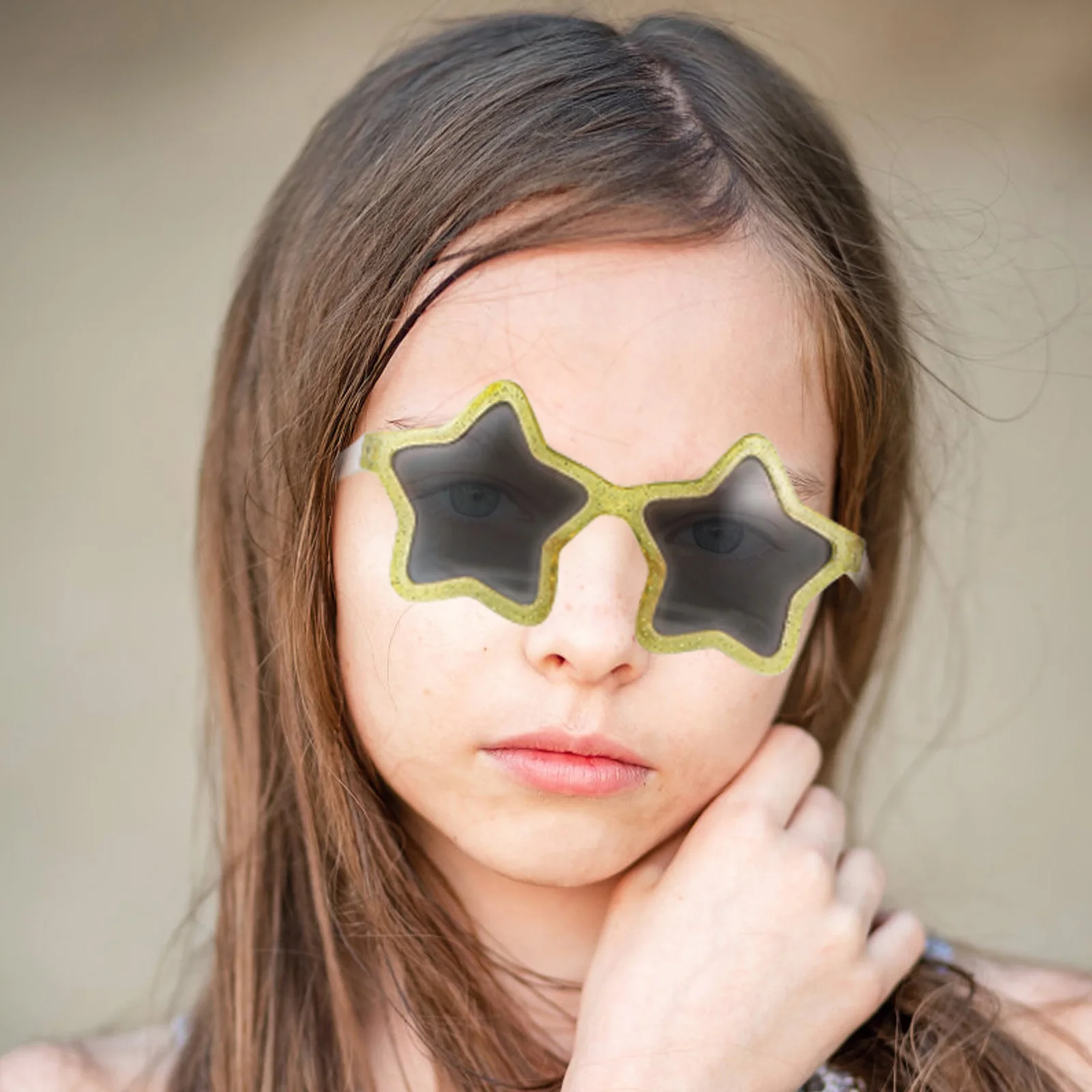 

Five-Pointed Stars Sunglasses Yellow Design For Women Men Lightweight Metal Frame Polarized Shades Party Accessories