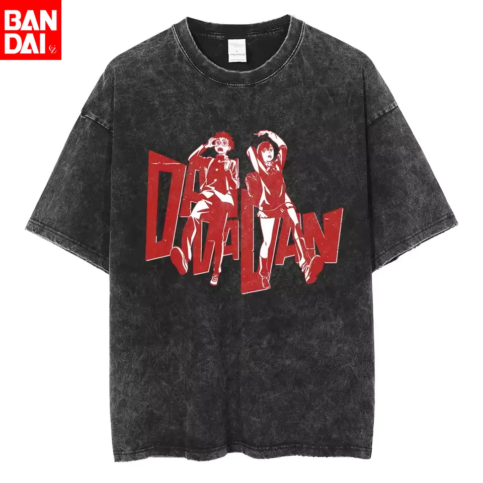 

Dandadan Monochrome Manga Panel Strip Vintage Wash Print T Shirt Men 2026 Summer Black Oversized Tee Anime Streetwear Harajuku