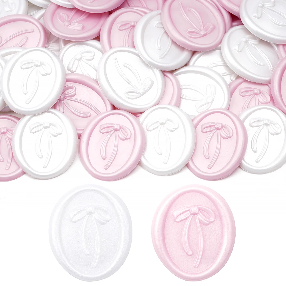 25Pcs Wax Seal Stickers, Self-Adhesive Pearlescent White Bow Envelope Seals for Wedding Invitation, Mother's Day, Gift Wrapping