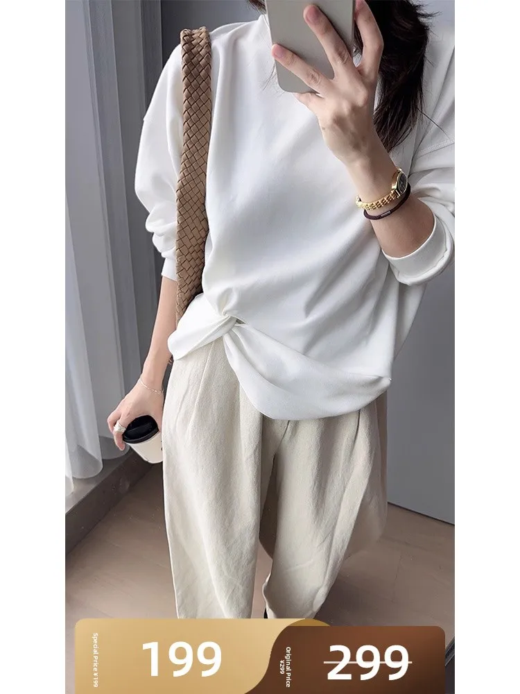 

Специальное предложение Meiyang Свободная футболка Long Sve Cloud Soft Air Layer Button Base irt Casual Sle Полиэфирное волокно Весенняя одежда