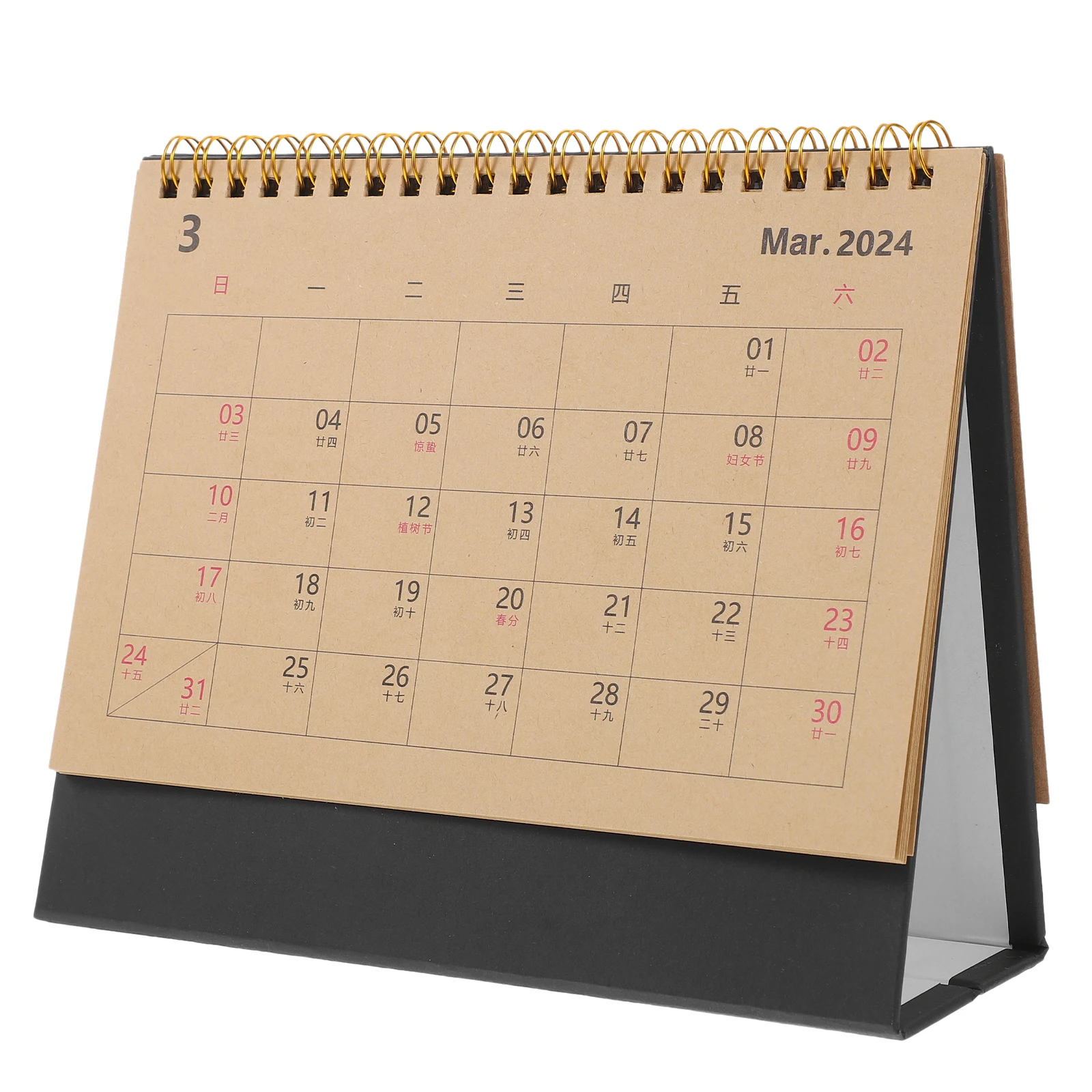 

Delicate Workmanship Practical Design Desk Calendar 2024 Year Spiral Binding Office Table Decorative Standing Calendar