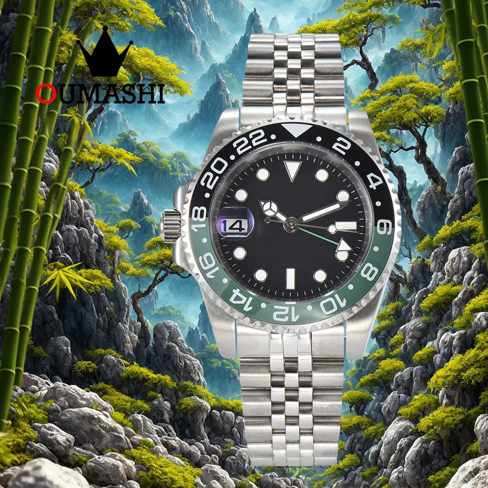 

NH34 movement mechanical automatic luxury watch GMT watch luminous ceramic men's watch sapphire glass NH34 watch 9 O'clock