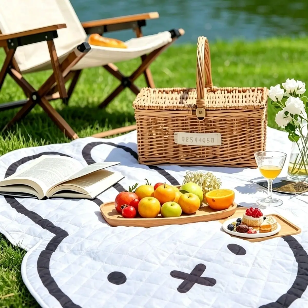 Kawaii Miffy Picnic Mat Miffy The Cute Cartoon Rabbit Alien Mat for Outdoor Camping Portable for Parks