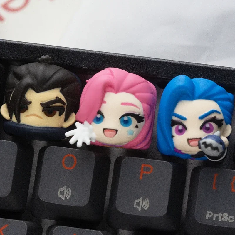 LOL Game Character Key Caps, Yasuo, Jinx, Serafina, Resina, Gel de Gotejamento Design, Interruptor MX, Teclado Mecânico, Presentes