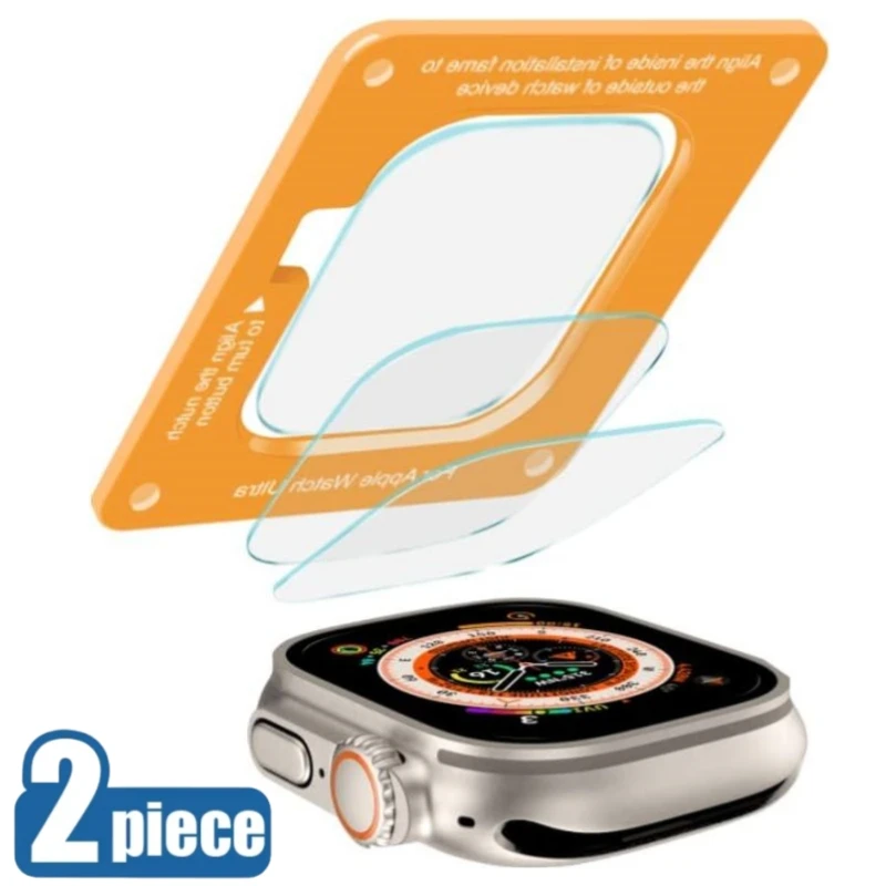 2 Stück Displays chutz folie für Apple Watch Ultra 49mm Zubehör gehärtetes Glas HD-Film iwatch ultra automatische Installation