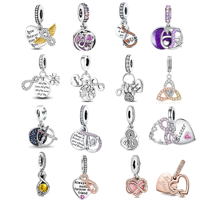 

925 Silver Clover Rose Golden Love Cross Boutique Pendant Fit Original Pandora Bracelet Charm Beads Necklace Diy Female Jewelry