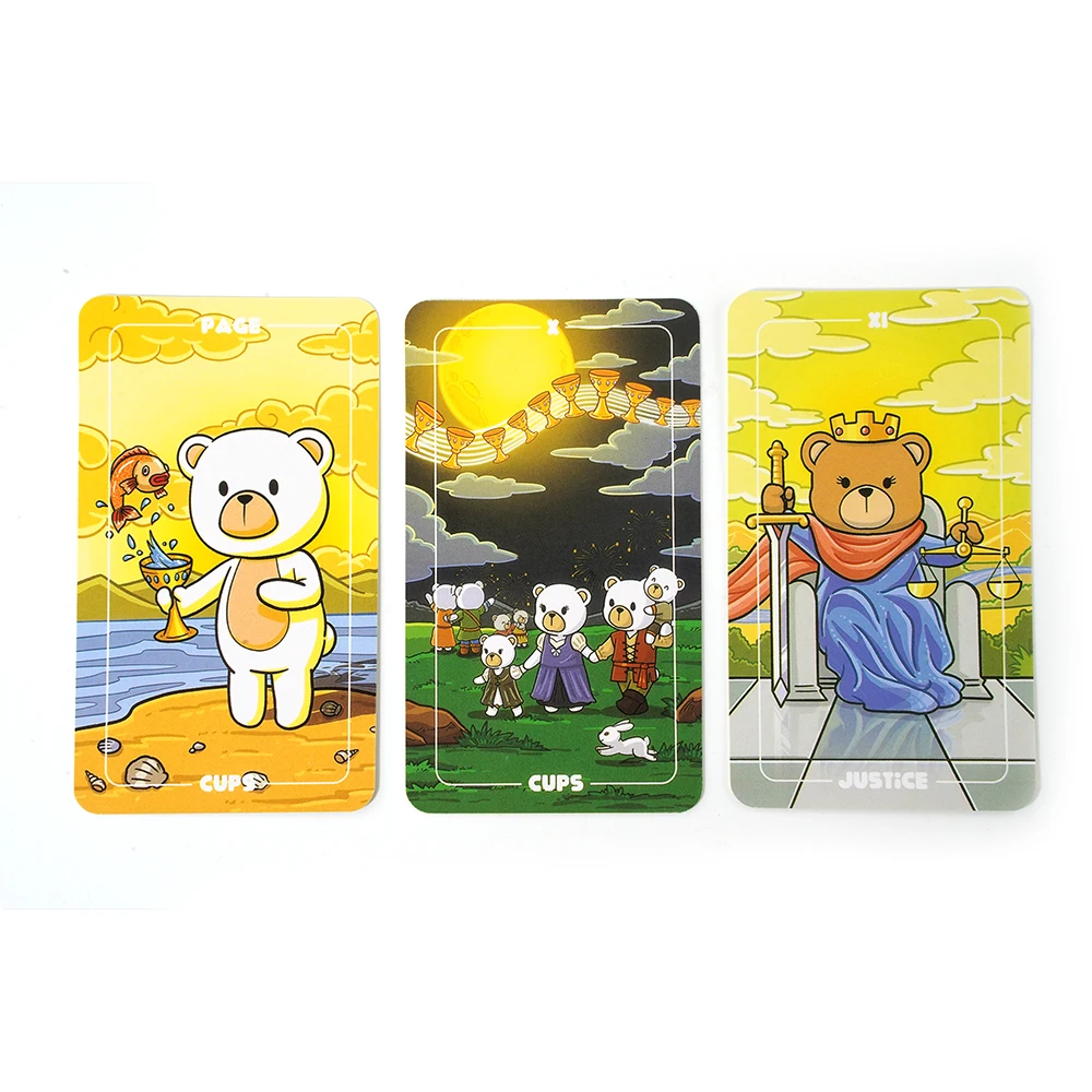 TEDDY TAROT Tarot-dek met 79 kaarten en teddypatroon, ideaal cadeau voor beginners, ideale keuze voor feestspellen, Kerstmis en Nieuwjaar Ga