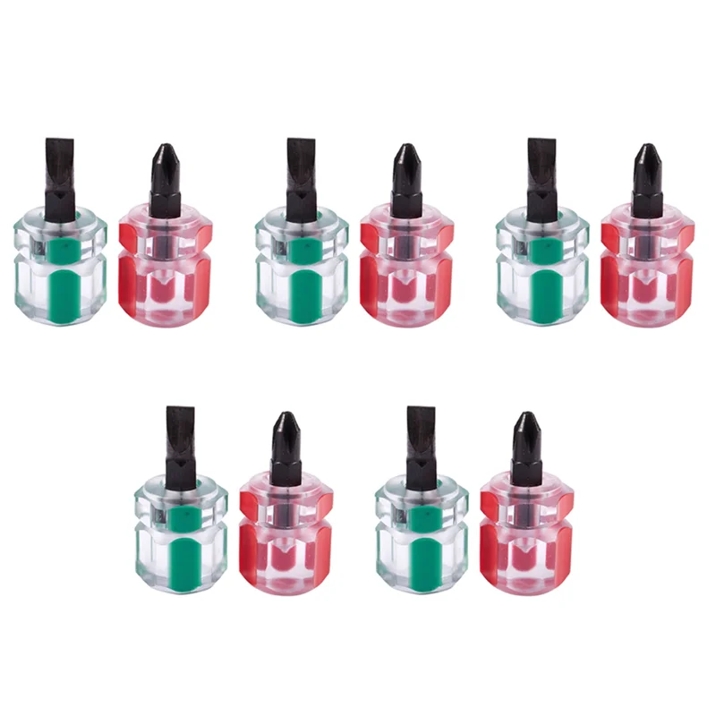 

ABSS-10 шт. плоская крестовая отвертка, мини-отвертка, короткий маленький разъем, набор инструментов для ремонта, зеленый + красный