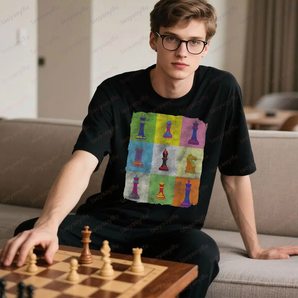 

Chess Lover Shirt Chess Pieces Player Unisex T-Shirt Fashion Trendy Style Mens Summer Tshirt Women Crewneck Cotton Short Sleeve