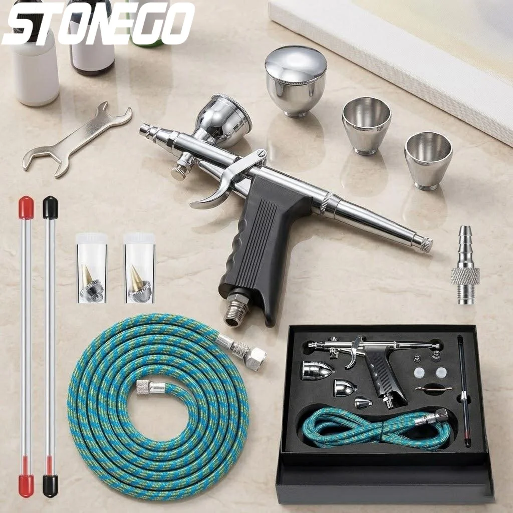 

Airbrush Kit Double Action Trigger 03 05 08mm Needles 2 5 13cc Paint Cups Nails Cake Tattoo Art Supplies