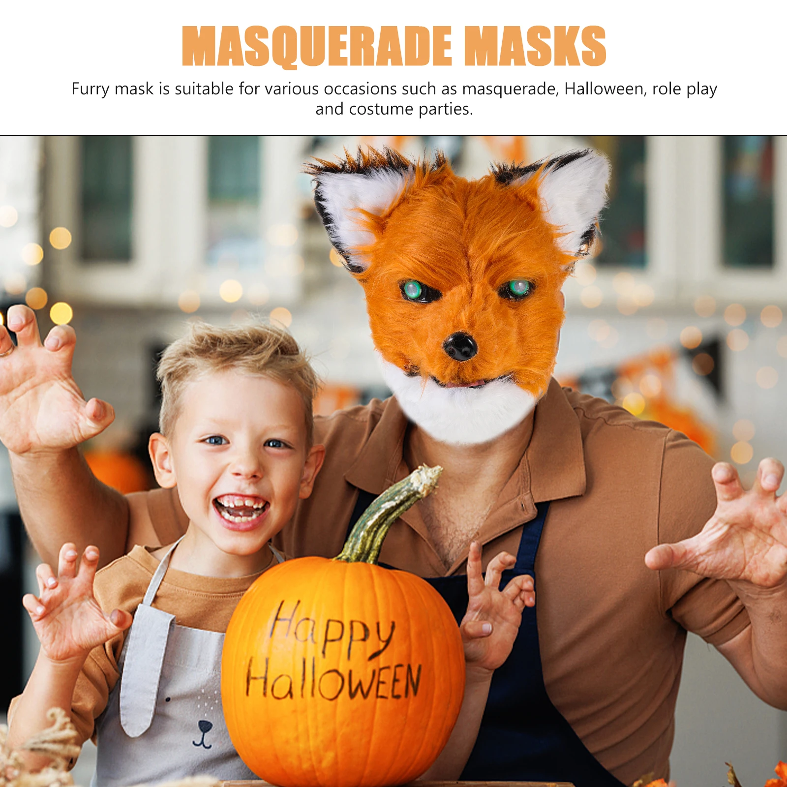 

Mouth Opening Furry Wolf Mask for Adult Men Fox Cosplay Costume Party Masquerade Masks Halloween Realistic Design Prop