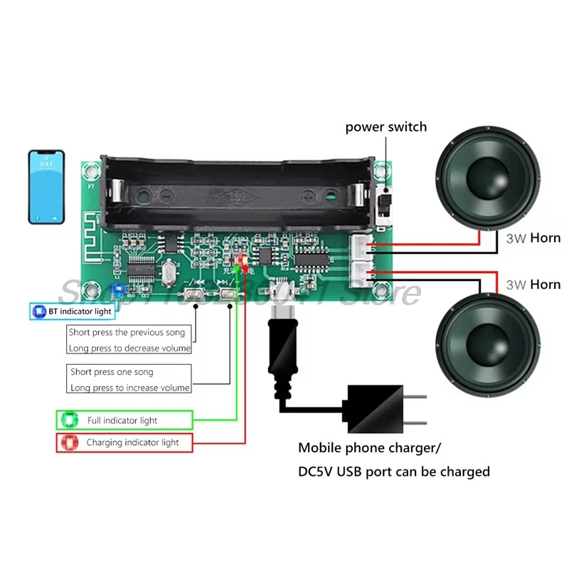 Placa amplificadora bluetooth XH-A153 pam8403 2 canais 3w + 3w dc 5v estéreo amplificador de baixa potência amplificador de áudio e caixa de bateria para alto-falantes