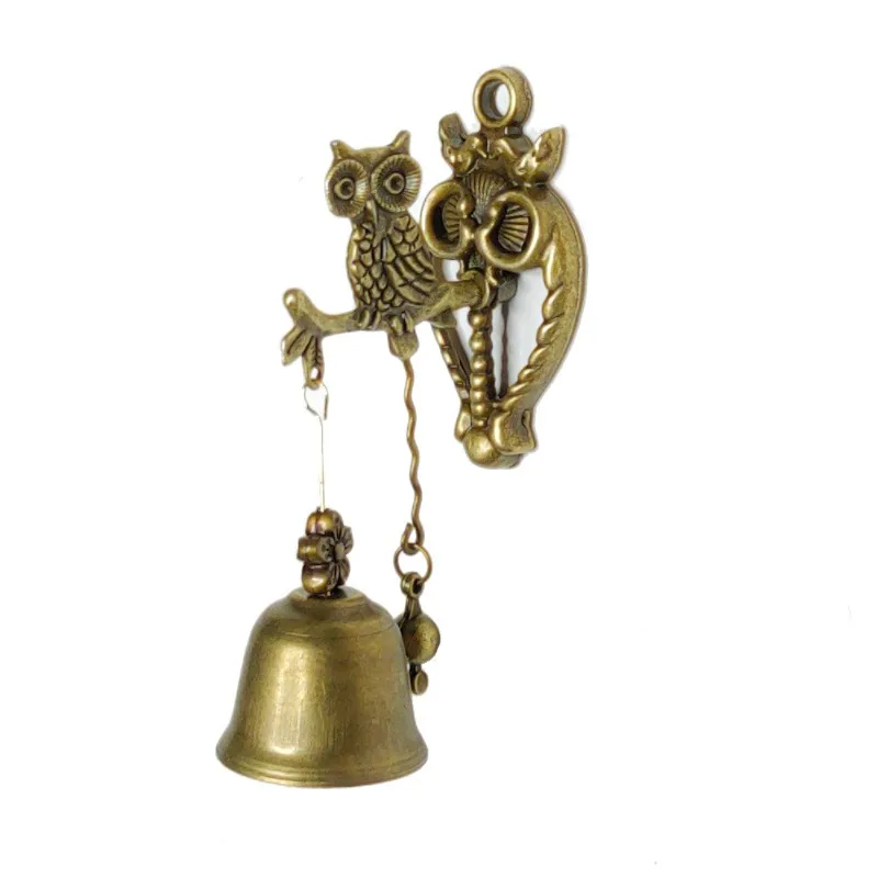 Vintage Metal Animal Bell Wind Chime Retro Elephant Owl Shaped Iron Wall Hanging Ornament for Home Door Wall Decor