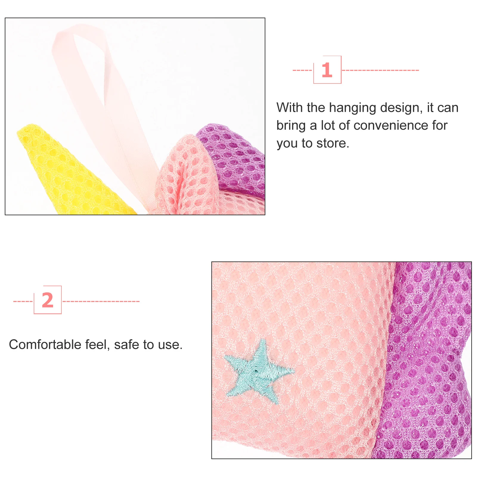 2 Pcs Unicorn Bath Mesh Shower Sponge Cartoon Ball Brush Bathtub Body Bubble Net