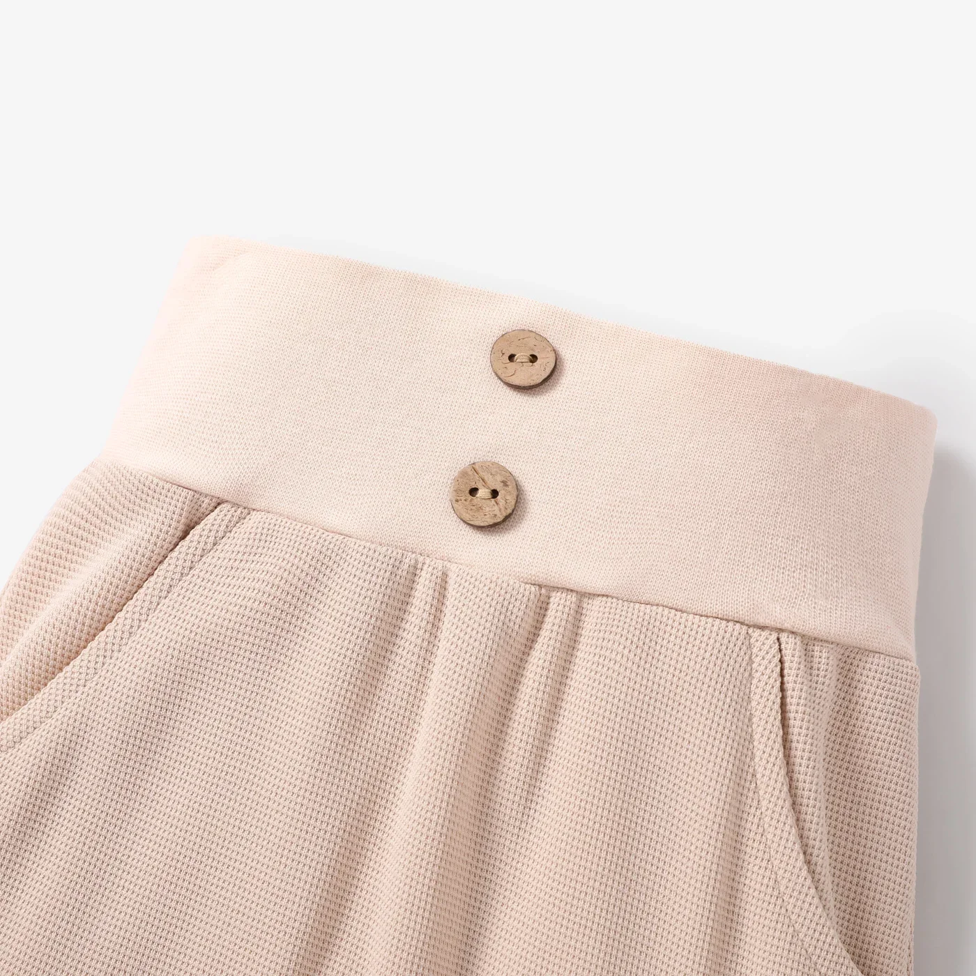 PatPat Baby Boy/Girl Solid Waffle Textured High Waist Pants Soft and Comfortable  Perfect for Outings and Daily Wear Basic Style