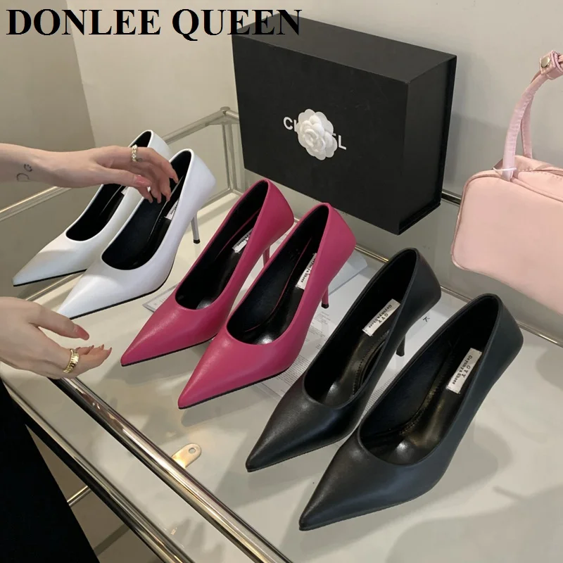 Fashion Candy Color Pumps Shoes Women Pointed Toe Shallow Slip On High Heel 7cm Office Dress Female Pumps Autumn Zapatillas Muje