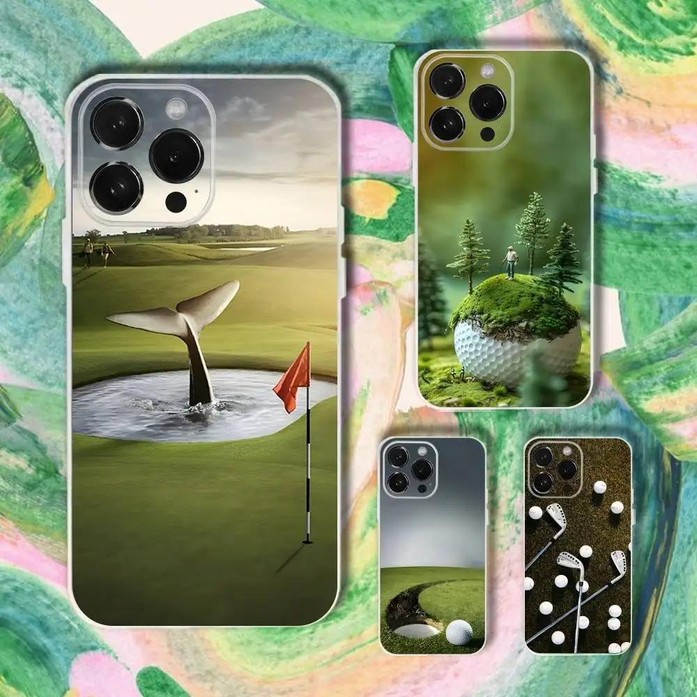 

Sport Golf Ball Phone Case For iPhone 17,16,15,14,13,12,11 Plus,Pro,Max,XR,XS,Plus,E,SE4,Mini Transparent Cover