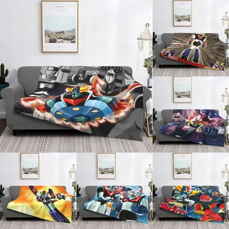 Goldrake UFO Robot Blanket Soft Flannel Fleece Warm Grendizer Mazinger Throw Blankets for Office Bedding Couch Bedspreads