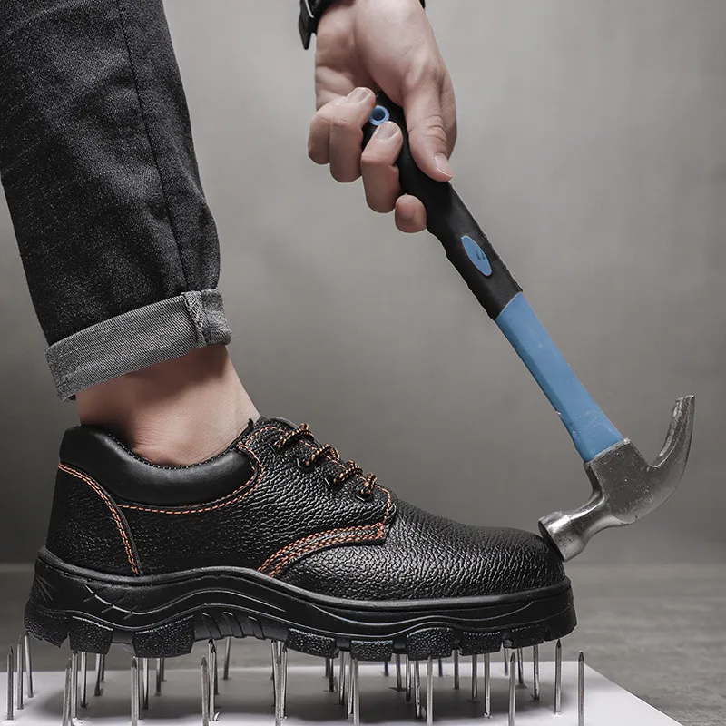 

Waterproof Leather Men Work Safety Shoes Anti-smash Anti-puncture Work Sneakers Man Outdoor Protective Steel-toed Shoes Men