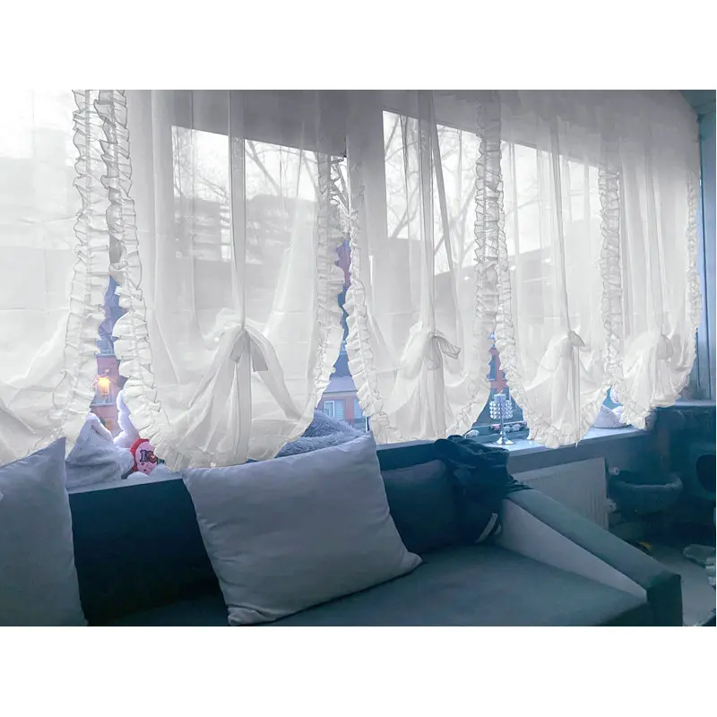 Korean Flouncing Style Liftable Balloon Curtain, Living Room Bedroom Sheer Widnow Treatments, 1 Piece