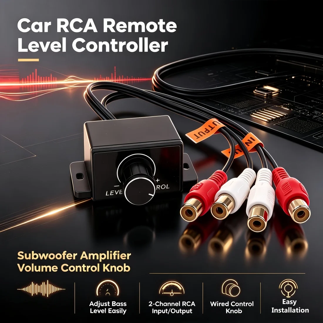 Car Speaker Amplifier Bass RCA Level Remote Volume Control Knob LC-1 Universal Subwoofer Amplifier Volume Regulator 27.5cm Long