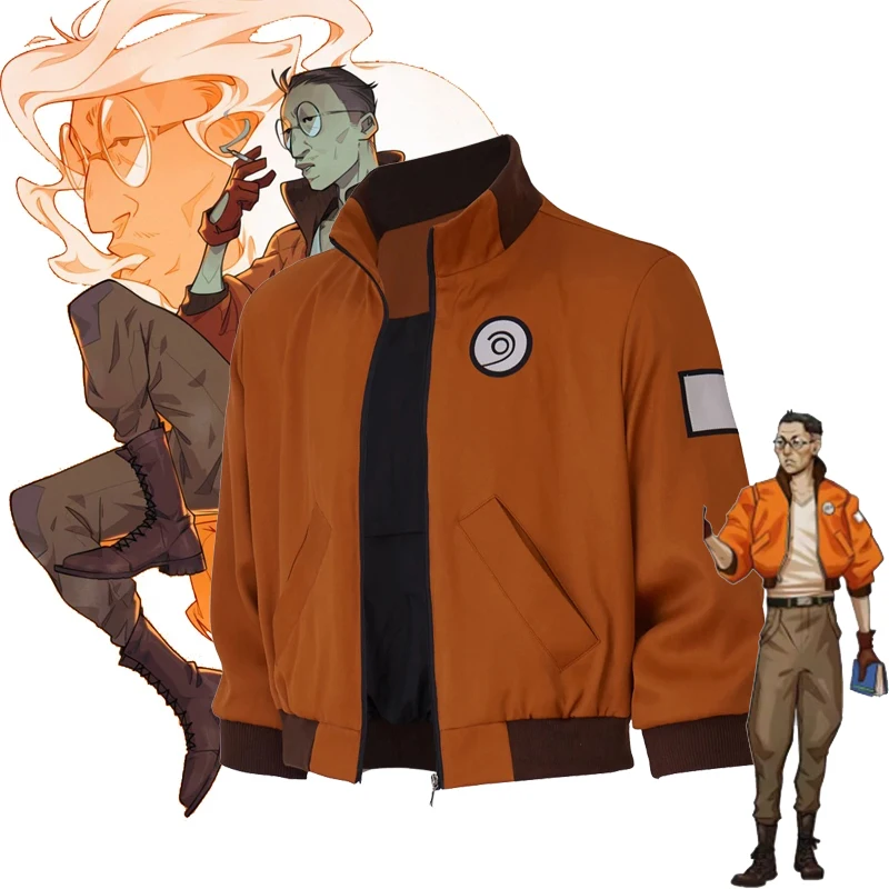 

Game Disco Elysium Cosplay Kim Kitsuragi Costumes Orange Coat Kim Kitsuragi Zipper Short Baseball Jacket Casual Pilot Jacket
