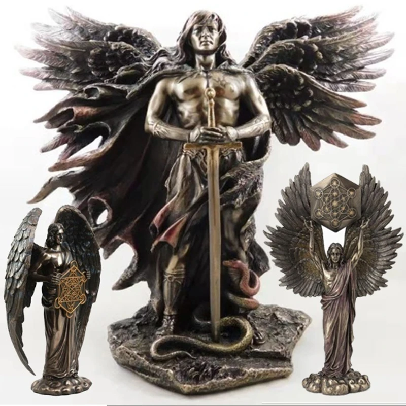 

New Archangel Metatron Angel Transformation Sculpture Resin Crafts Garden Statue Creative Theme Belief Small Decoration