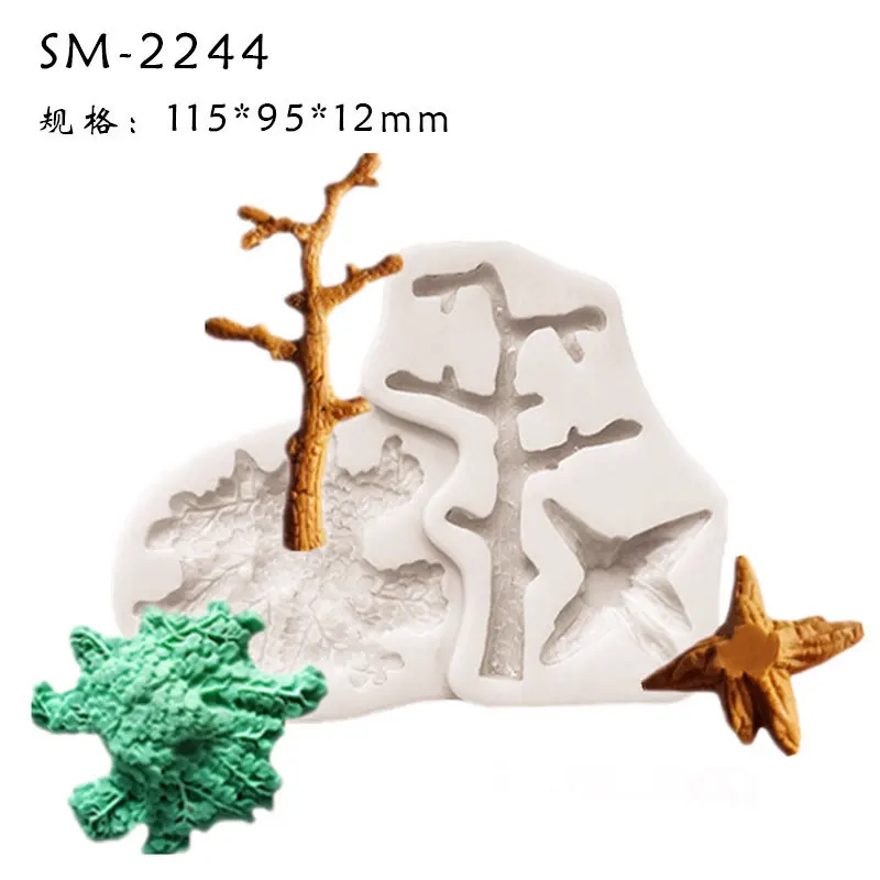 Forest Animals Silicone Molds Squirrel Chocolate Candy Mould Stump Pine Cones Tree Trunk Fondant Cake Decorating Tools M449