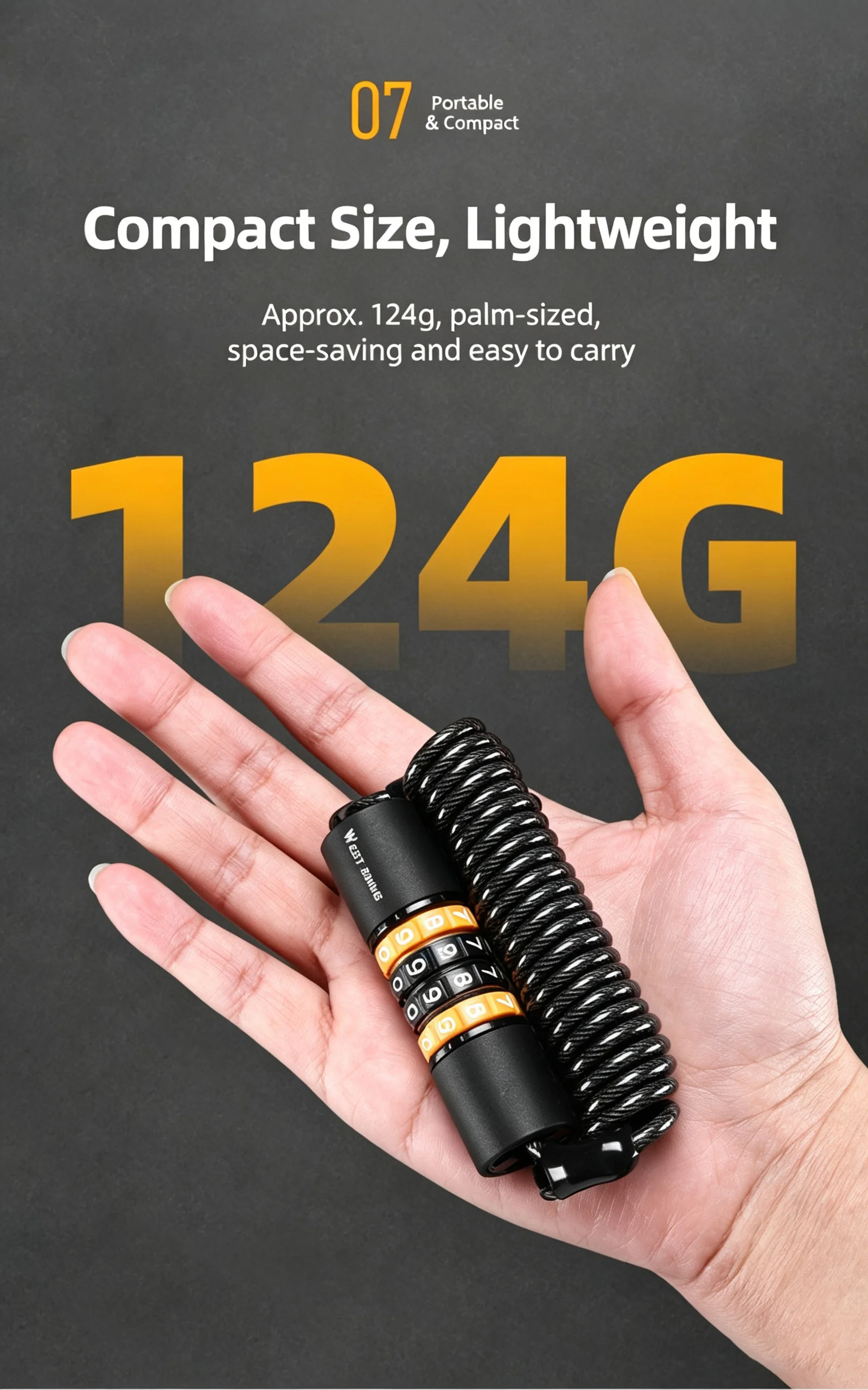 Mini Retractable Cable Bike Lock 4 Digit Combination Waterproof Rustproof Helmet Lock 1.5m Portable for Bicycle Motorcycle Outdo