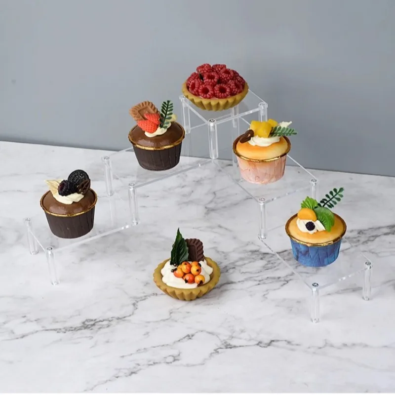 3/4 Tier Clear Acrylic Display Stand for Anime Figures Cupcake Shelf Organizer Desserts Holder Jewels Display Risers Stand