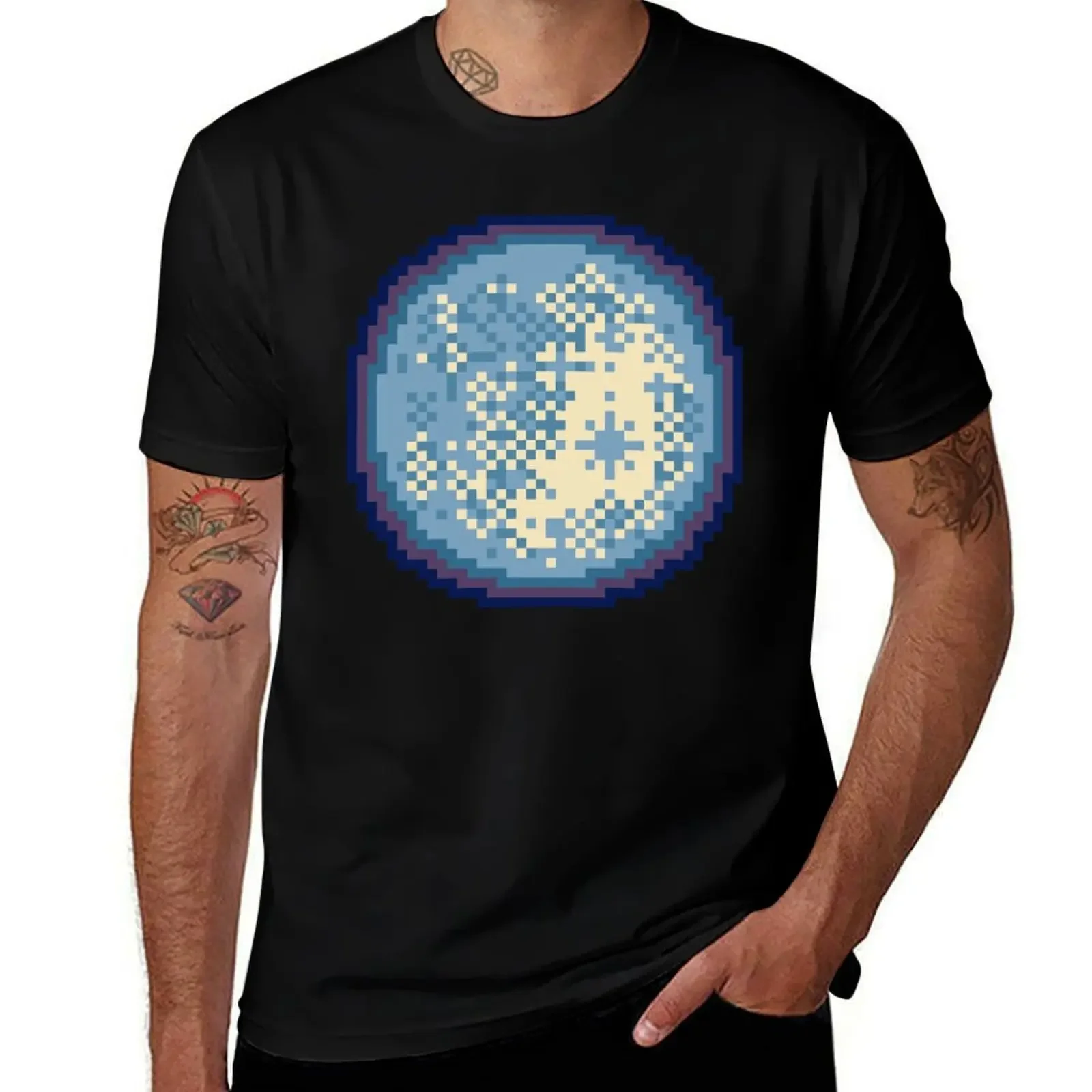 

Pixel Moon T-Shirt T-shirts man funny costumes Anime t-shirt black t-shirts for men