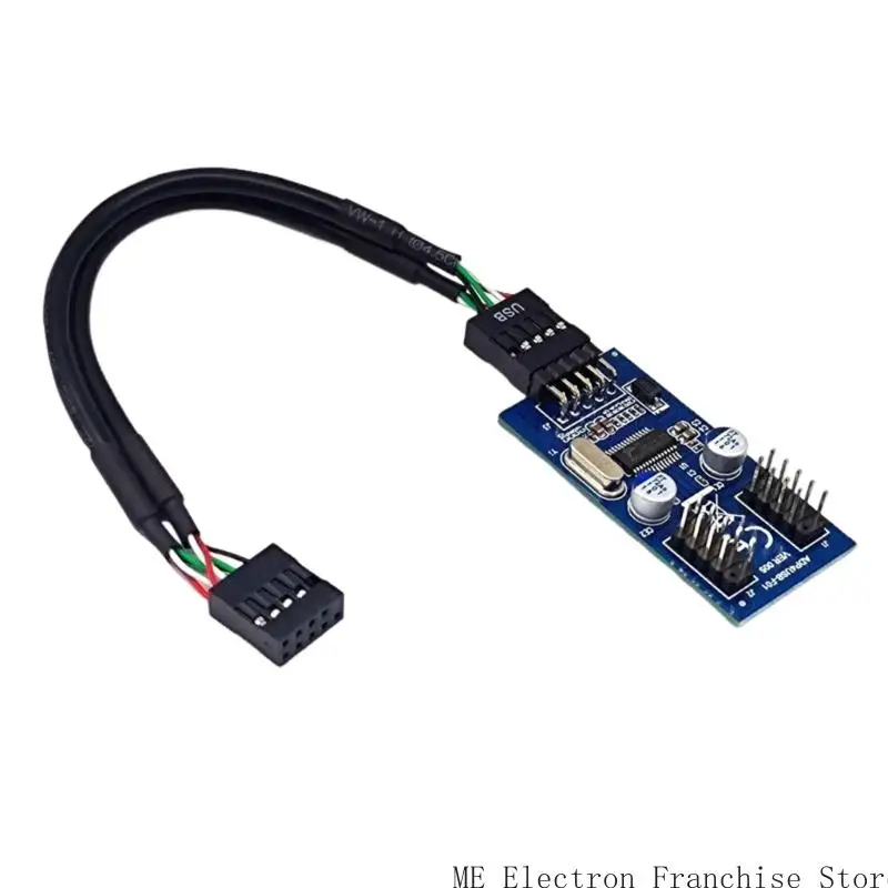 T5EA USB 2.0 9pin y Splitter 9pin USB Header Male 1 to 2 Extension for PC