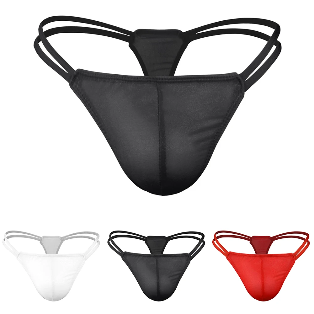 

Sexy Low Rise Men T-panties Lingerie Breathable U Convex Pouch G-String Thong T-back Briefs Underwear All Seasons