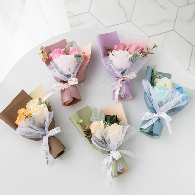 Mini-Rosen Fertigprodukte, Handgefertigte Blumen, Künstliche Blumen, Kleine Sträuße, Festival-Souvenirs, Kunstblumen – Detail 1