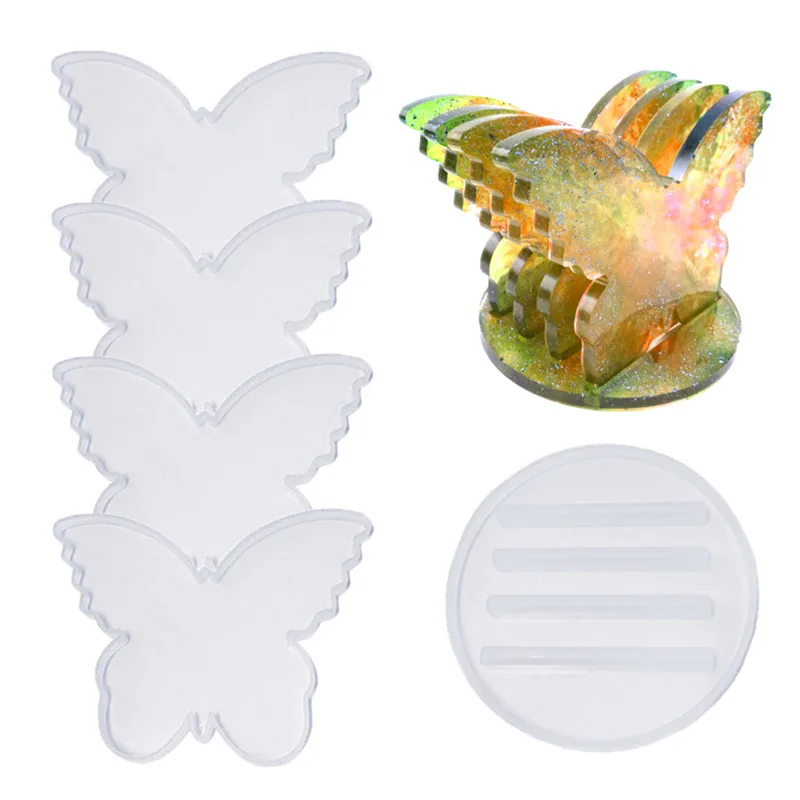 Set Of 5 Pieces DIY Pentagram Coaster Mold Crystal Epoxy Resin Mold Square Coaster Decorative Silicone Mould Cup Mat Mould