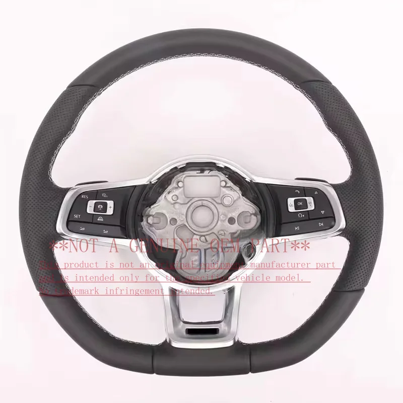 For Volkswagen Perforated Leather Steering Wheel Horn Cover With Buttons And Paddles For Golf 7 MK7 GTI Polo