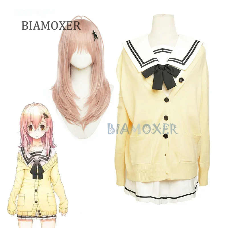 

CosplayMuko Aoi MIYUKI Cosplay Costume Anime You and ME and Her: A Love Story Girl Shirt Skirt Sweater JK Uniform Halloween Cost