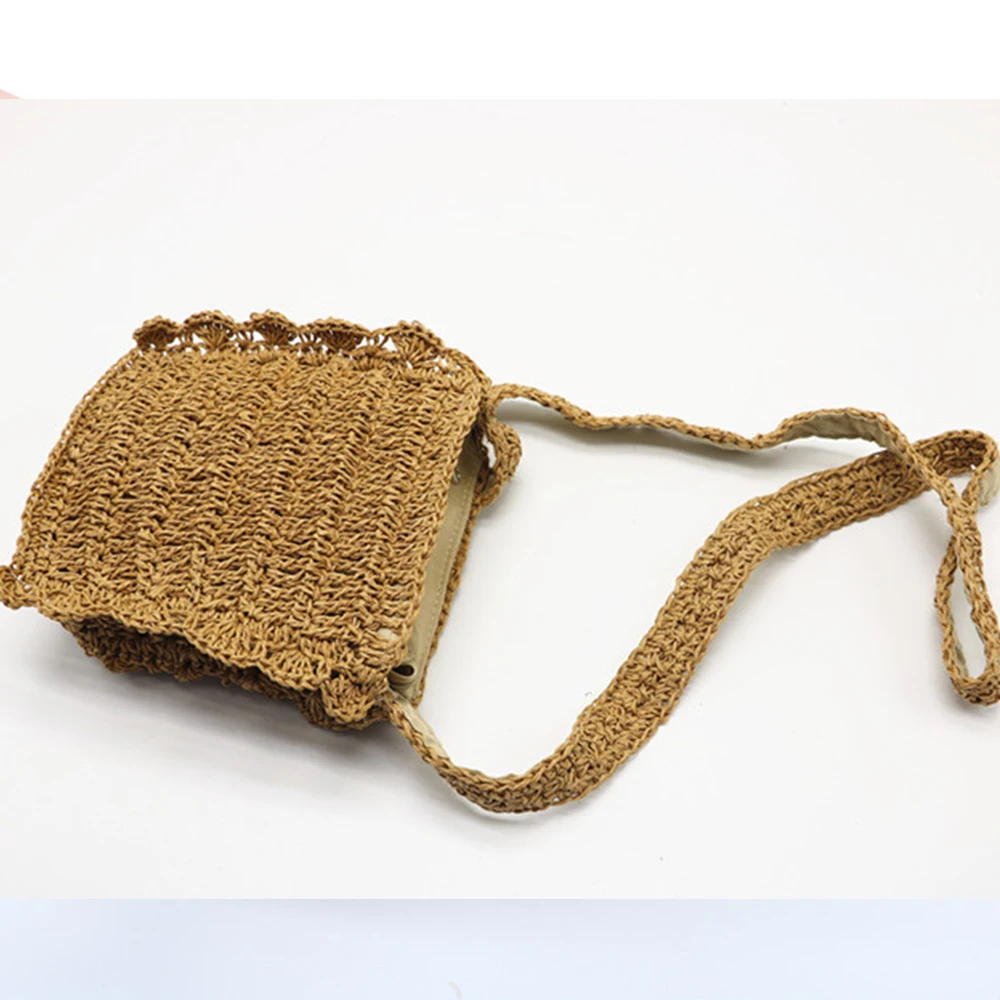 Bolsos cruzados de cuerda de papel hueco para mujer, bolso de paja bohemio, bolso de hombro, bolso de playa tejido pequeño, bolsos y monederos, 2023