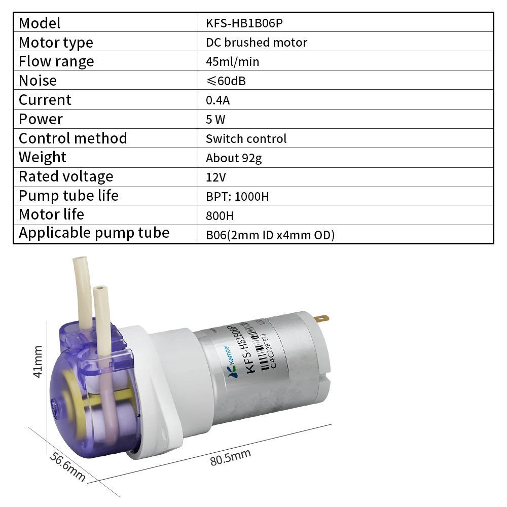 Kamoer KFS Peristaltic Pump 12V DC Motor Gear Pump High Precision Swimming Pool Micro Peristaltic Pump with One/Two Slowgear