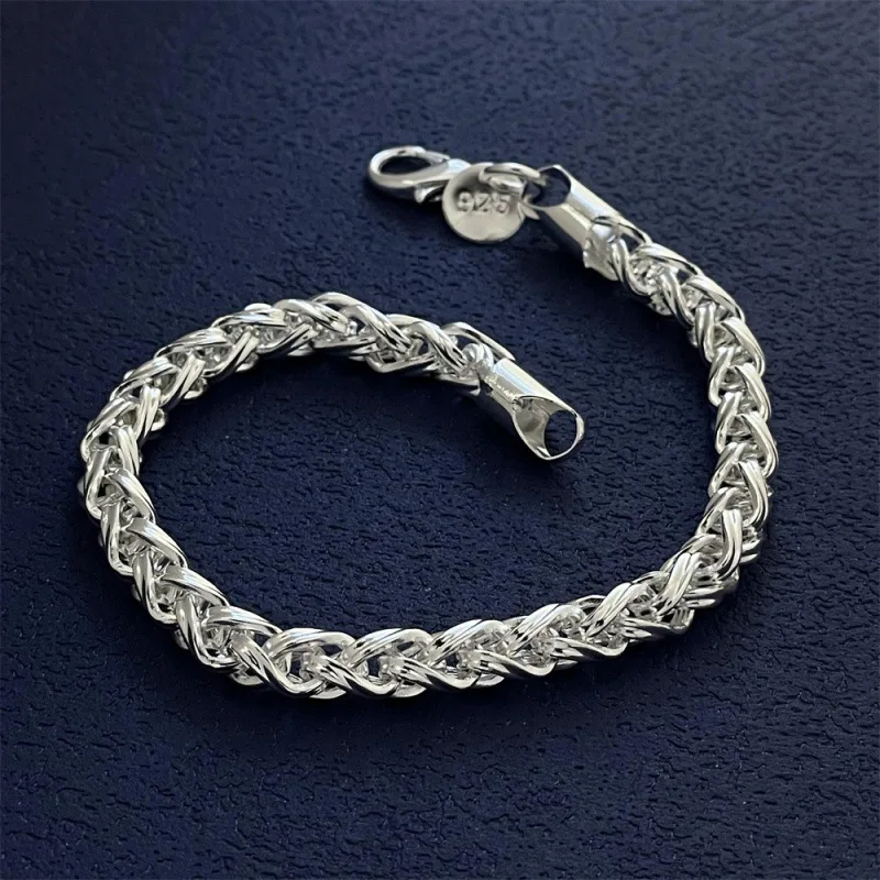 925 Sterling Silver Bracelet 4MM-6MM Chopin Bracelet Women's Simple Fashion Birthday Party Wedding Anniversary Jewelry Gift
